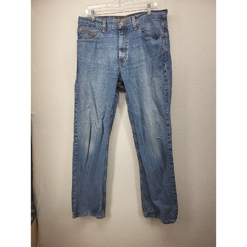 Territory Ahead Jeans Mens Blue 35x34 Stretch Straight Denim Casual Actual 32x32